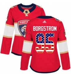 Women's Adidas Florida Panthers #95 Henrik Borgstrom Authentic Red USA Flag Fashion NHL Jersey