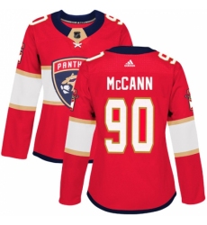 Women's Adidas Florida Panthers #90 Jared McCann Authentic Red Home NHL Jersey