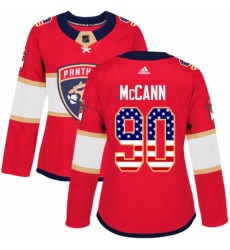 Women's Adidas Florida Panthers #90 Jared McCann Authentic Red USA Flag Fashion NHL Jersey