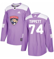 Men's Adidas Florida Panthers #74 Owen Tippett Authentic Purple Fights Cancer Practice NHL Jersey