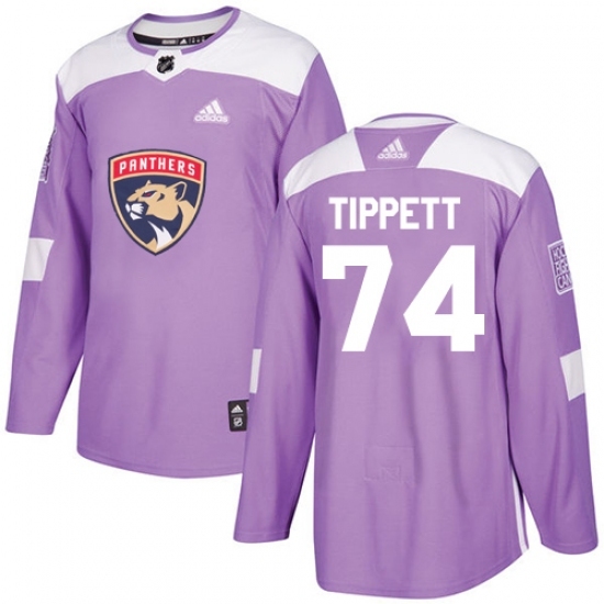 Men's Adidas Florida Panthers #74 Owen Tippett Authentic Purple Fights Cancer Practice NHL Jersey Men's Adidas Florida Panthers #74 Owen Tippett Authentic Purple Fights Cancer Practice NHL Jersey