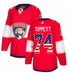 Men's Adidas Florida Panthers #74 Owen Tippett Authentic Red USA Flag Fashion NHL Jersey