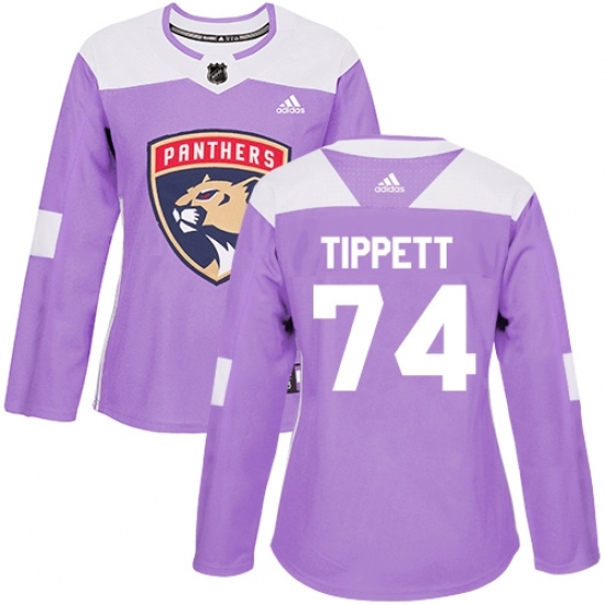 Women's Adidas Florida Panthers #74 Owen Tippett Authentic Purple Fights Cancer Practice NHL Jersey Women's Adidas Florida Panthers #74 Owen Tippett Authentic Purple Fights Cancer Practice NHL Jersey