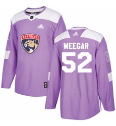 Men's Adidas Florida Panthers #52 MacKenzie Weegar Authentic Purple Fights Cancer Practice NHL Jersey