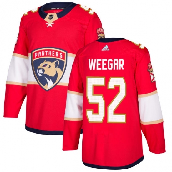 Men's Adidas Florida Panthers #52 MacKenzie Weegar Authentic Red Home NHL Jersey Men's Adidas Florida Panthers #52 MacKenzie Weegar Authentic Red Home NHL Jersey