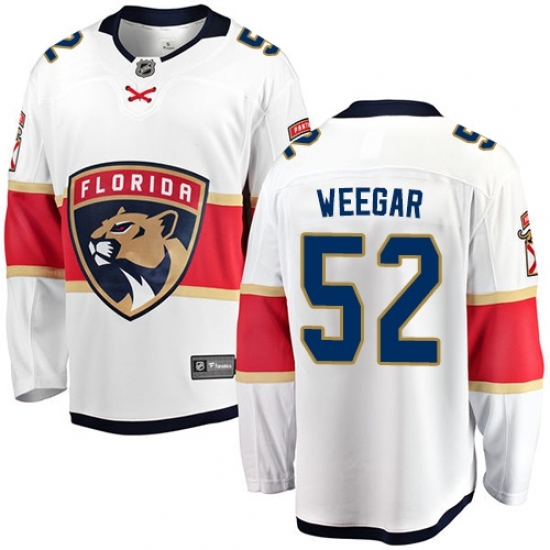 Men's Florida Panthers #52 MacKenzie Weegar Fanatics Branded White Away Breakaway NHL Jersey Men's Florida Panthers #52 MacKenzie Weegar Fanatics Branded White Away Breakaway NHL Jersey