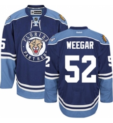 Men's Reebok Florida Panthers #52 MacKenzie Weegar Authentic Navy Blue Third NHL Jersey