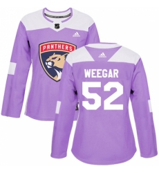 Women's Adidas Florida Panthers #52 MacKenzie Weegar Authentic Purple Fights Cancer Practice NHL Jersey