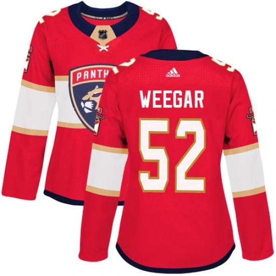 Women's Adidas Florida Panthers #52 MacKenzie Weegar Authentic Red Home NHL Jersey Women's Adidas Florida Panthers #52 MacKenzie Weegar Authentic Red Home NHL Jersey