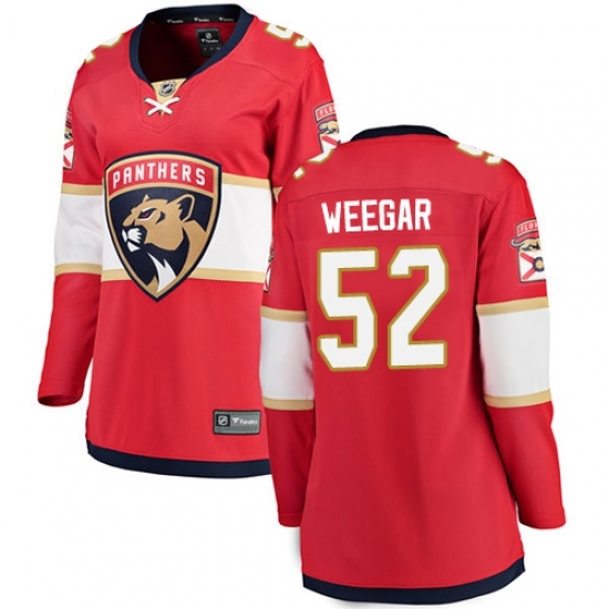 Women's Florida Panthers #52 MacKenzie Weegar Fanatics Branded Red Home Breakaway NHL Jersey Women's Florida Panthers #52 MacKenzie Weegar Fanatics Branded Red Home Breakaway NHL Jersey