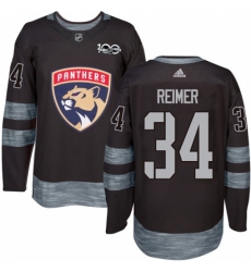 Men's Adidas Florida Panthers #34 James Reimer Authentic Black 1917-2017 100th Anniversary NHL Jersey