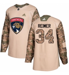 Men's Adidas Florida Panthers #34 James Reimer Authentic Camo Veterans Day Practice NHL Jersey