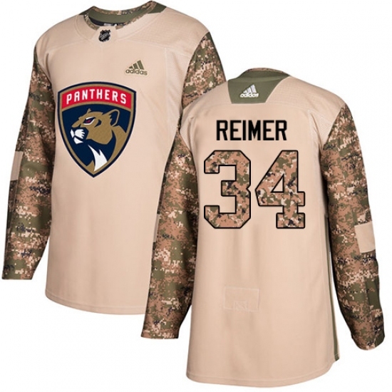 Men's Adidas Florida Panthers #34 James Reimer Authentic Camo Veterans Day Practice NHL Jersey Men's Adidas Florida Panthers #34 James Reimer Authentic Camo Veterans Day Practice NHL Jersey