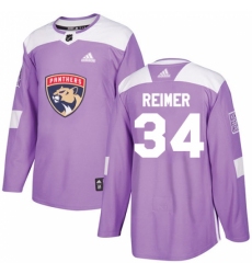 Men's Adidas Florida Panthers #34 James Reimer Authentic Purple Fights Cancer Practice NHL Jersey