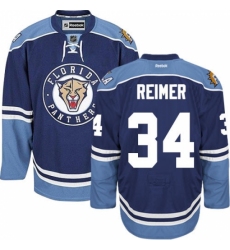 Men's Reebok Florida Panthers #34 James Reimer Authentic Navy Blue Third NHL Jersey
