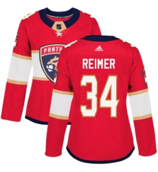 Women's Adidas Florida Panthers #34 James Reimer Authentic Red Home NHL Jersey