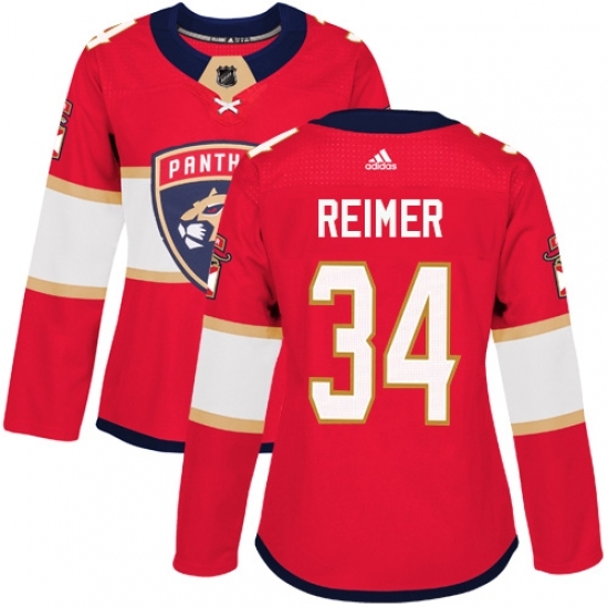 Women's Adidas Florida Panthers #34 James Reimer Authentic Red Home NHL Jersey Women's Adidas Florida Panthers #34 James Reimer Authentic Red Home NHL Jersey