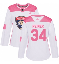 Women's Adidas Florida Panthers #34 James Reimer Authentic White/Pink Fashion NHL Jersey