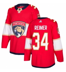 Youth Adidas Florida Panthers #34 James Reimer Authentic Red Home NHL Jersey