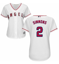 Women's Majestic Los Angeles Angels of Anaheim #2 Andrelton Simmons Replica White Home Cool Base MLB Jersey