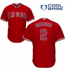 Youth Majestic Los Angeles Angels of Anaheim #2 Andrelton Simmons Replica Red Alternate Cool Base MLB Jersey