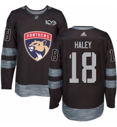 Men's Adidas Florida Panthers #18 Micheal Haley Authentic Black 1917-2017 100th Anniversary NHL Jersey