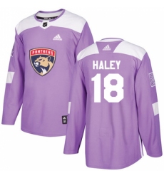 Men's Adidas Florida Panthers #18 Micheal Haley Authentic Purple Fights Cancer Practice NHL Jersey Men's Adidas Florida Panthers #18 Micheal Haley Authentic Purple Fights Cancer Practice NHL Jersey