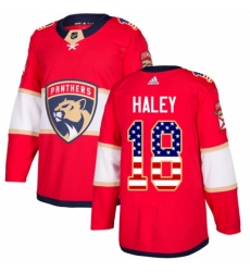 Men's Adidas Florida Panthers #18 Micheal Haley Authentic Red USA Flag Fashion NHL Jersey