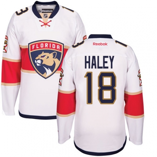 Men's Reebok Florida Panthers #18 Micheal Haley Authentic White Away NHL Jersey Men's Reebok Florida Panthers #18 Micheal Haley Authentic White Away NHL Jersey