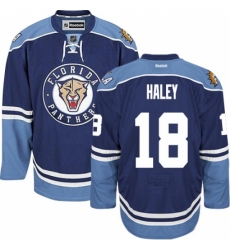 Men's Reebok Florida Panthers #18 Micheal Haley Premier Navy Blue Third NHL Jersey