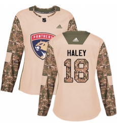 Women's Adidas Florida Panthers #18 Micheal Haley Authentic Camo Veterans Day Practice NHL Jersey