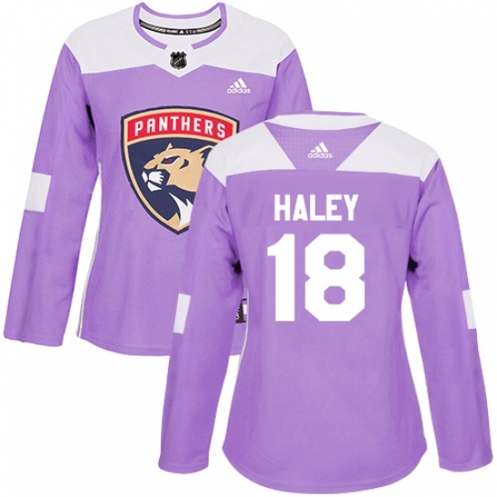 Women's Adidas Florida Panthers #18 Micheal Haley Authentic Purple Fights Cancer Practice NHL Jersey Women's Adidas Florida Panthers #18 Micheal Haley Authentic Purple Fights Cancer Practice NHL Jersey
