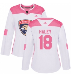 Women's Adidas Florida Panthers #18 Micheal Haley Authentic White/Pink Fashion NHL Jersey