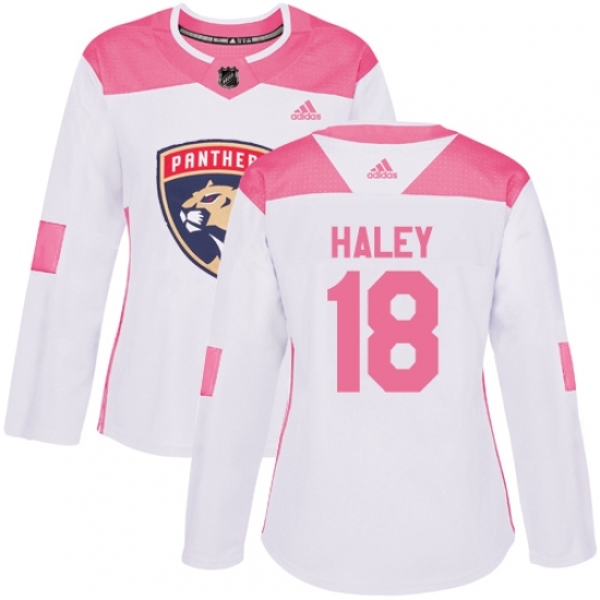 Women's Adidas Florida Panthers #18 Micheal Haley Authentic White/Pink Fashion NHL Jersey Women's Adidas Florida Panthers #18 Micheal Haley Authentic White/Pink Fashion NHL Jersey