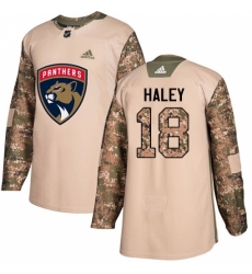 Youth Adidas Florida Panthers #18 Micheal Haley Authentic Camo Veterans Day Practice NHL Jersey