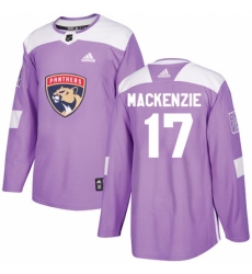 Men's Adidas Florida Panthers #17 Derek MacKenzie Authentic Purple Fights Cancer Practice NHL Jersey