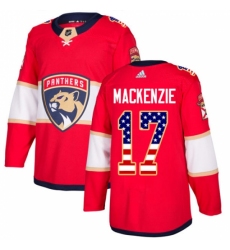Men's Adidas Florida Panthers #17 Derek MacKenzie Authentic Red USA Flag Fashion NHL Jersey