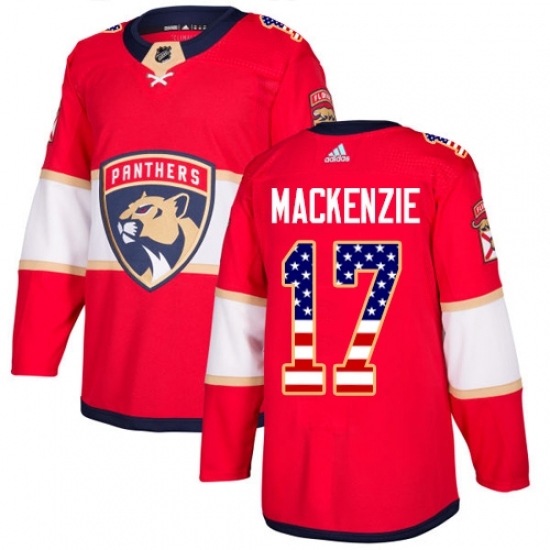 Men's Adidas Florida Panthers #17 Derek MacKenzie Authentic Red USA Flag Fashion NHL Jersey Men's Adidas Florida Panthers #17 Derek MacKenzie Authentic Red USA Flag Fashion NHL Jersey