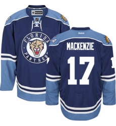 Men's Reebok Florida Panthers #17 Derek MacKenzie Premier Navy Blue Third NHL Jersey