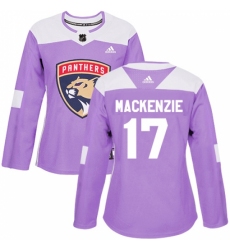 Women's Adidas Florida Panthers #17 Derek MacKenzie Authentic Purple Fights Cancer Practice NHL Jersey