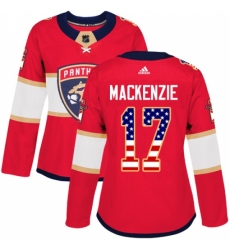 Women's Adidas Florida Panthers #17 Derek MacKenzie Authentic Red USA Flag Fashion NHL Jersey