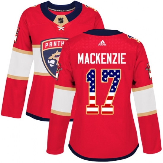 Women's Adidas Florida Panthers #17 Derek MacKenzie Authentic Red USA Flag Fashion NHL Jersey Women's Adidas Florida Panthers #17 Derek MacKenzie Authentic Red USA Flag Fashion NHL Jersey