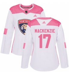 Women's Adidas Florida Panthers #17 Derek MacKenzie Authentic White/Pink Fashion NHL Jersey