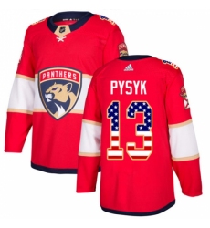 Men's Adidas Florida Panthers #13 Mark Pysyk Authentic Red USA Flag Fashion NHL Jersey