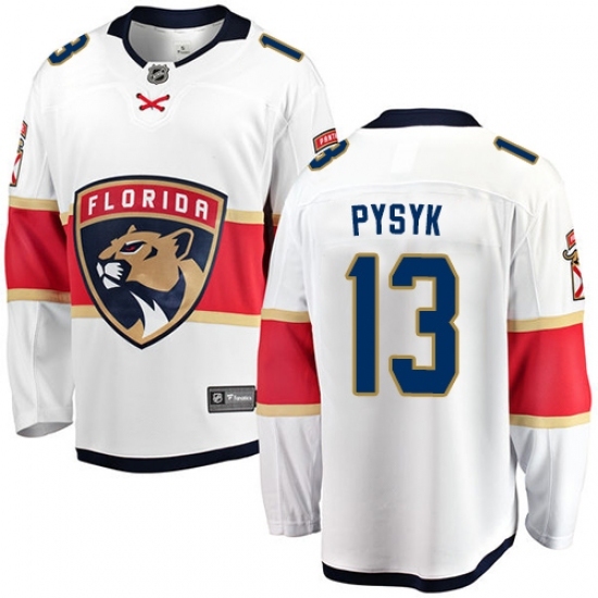 Men's Florida Panthers #13 Mark Pysyk Fanatics Branded White Away Breakaway NHL Jersey Men's Florida Panthers #13 Mark Pysyk Fanatics Branded White Away Breakaway NHL Jersey