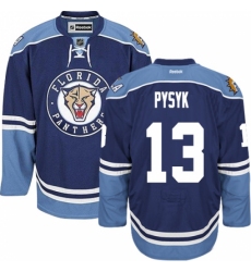 Men's Reebok Florida Panthers #13 Mark Pysyk Authentic Navy Blue Third NHL Jersey