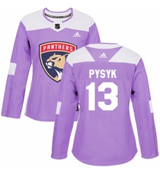 Women's Adidas Florida Panthers #13 Mark Pysyk Authentic Purple Fights Cancer Practice NHL Jersey
