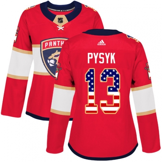 Women's Adidas Florida Panthers #13 Mark Pysyk Authentic Red USA Flag Fashion NHL Jersey Women's Adidas Florida Panthers #13 Mark Pysyk Authentic Red USA Flag Fashion NHL Jersey