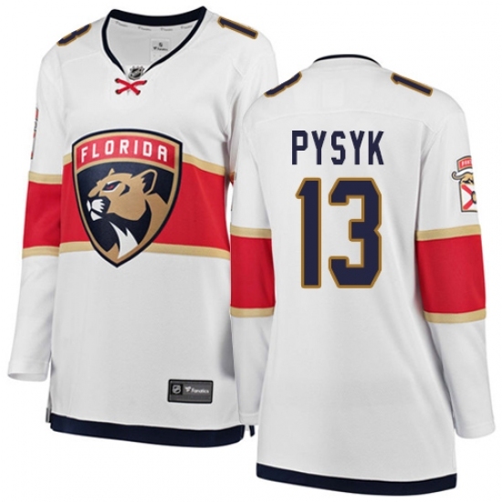 Women's Florida Panthers #13 Mark Pysyk Authentic White Away Fanatics Branded Breakaway NHL Jersey Women's Florida Panthers #13 Mark Pysyk Authentic White Away Fanatics Branded Breakaway NHL Jersey