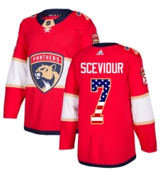 Men's Adidas Florida Panthers #7 Colton Sceviour Authentic Red USA Flag Fashion NHL Jersey